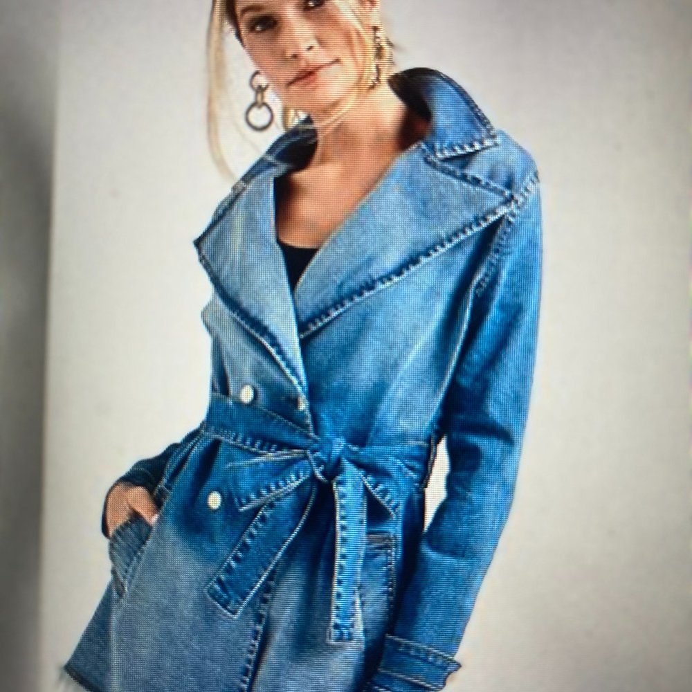 Denim Trench Coat XL Beautiful Stone Wash (Blue) New with tags